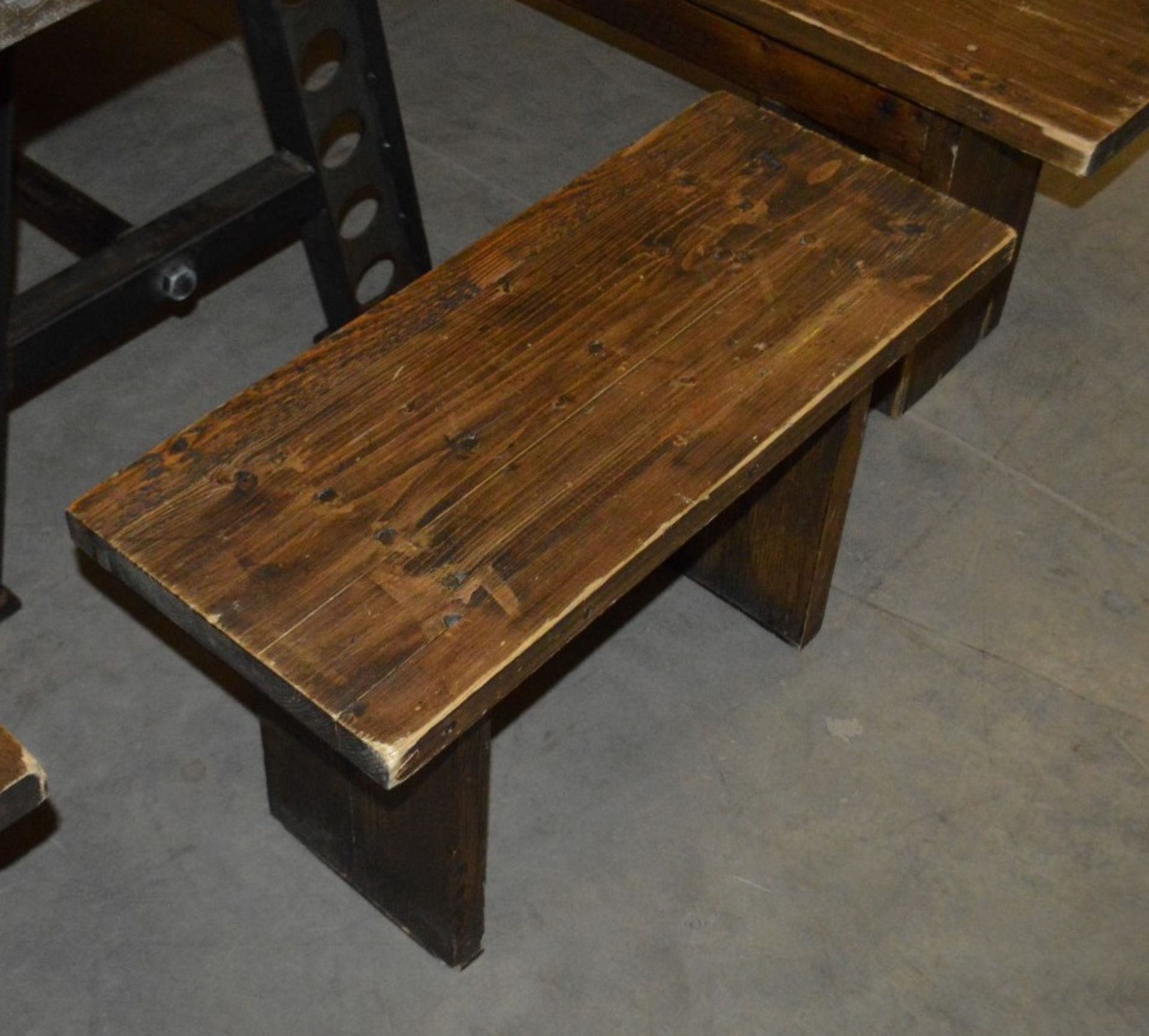 1 x Large Rustic  2.4 Metre Solid Wood Topped Banquet Table With 4 x Benches -  Pre-owned, From A - Image 8 of 11