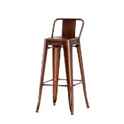 4 x Industrial Tolix Style Stackable Bar Stools With Backrests - Finish: COPPER - Ideal For Bistros,