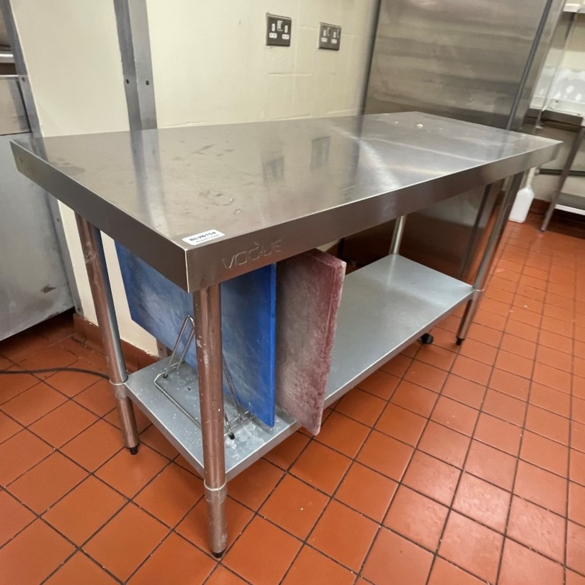 1 x Vogue Stainless Steel Prep Table With Undershelf - Dimensions: H90 x W150 x D60 cms - Ref: - Image 2 of 4