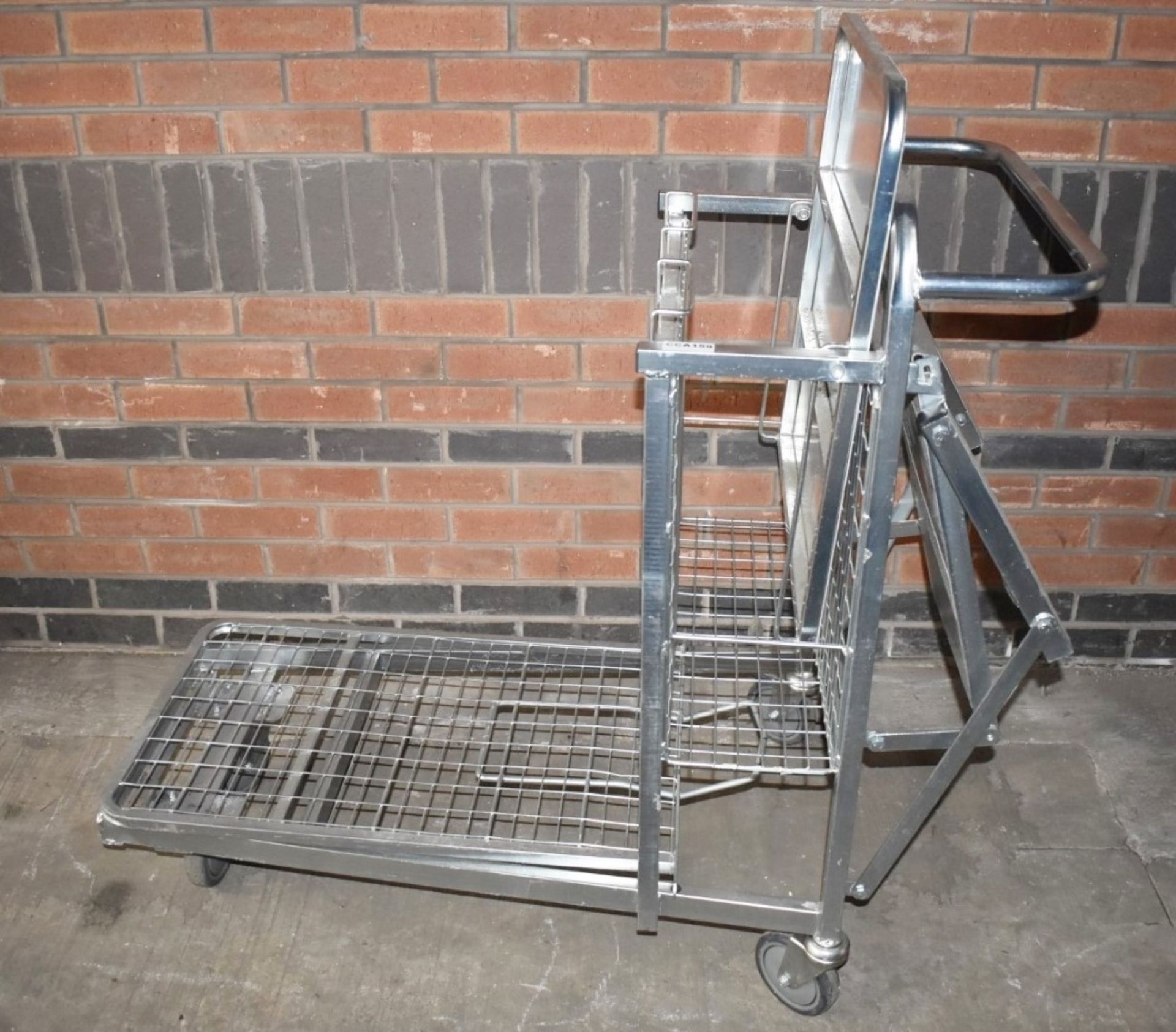 1 x Supermarket Retail Merchandising Trolley With Pull Out Step and Folding Shelf - Dimensions: - Image 5 of 12