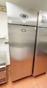 1 x Foster Single Door Upright Commercial Freezer With Stainless Steel Exterior - Model PROG600L -
