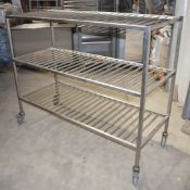 1 x Grundy Stainless Steel Mobile Veg Shelf Unit - Unused - Size H88 x W120 x D60 cms - Ref