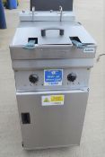 1 x Valentine 400mm Freestanding Electric Twin Basket Fryer With Stainless Steel Exterior, Oil