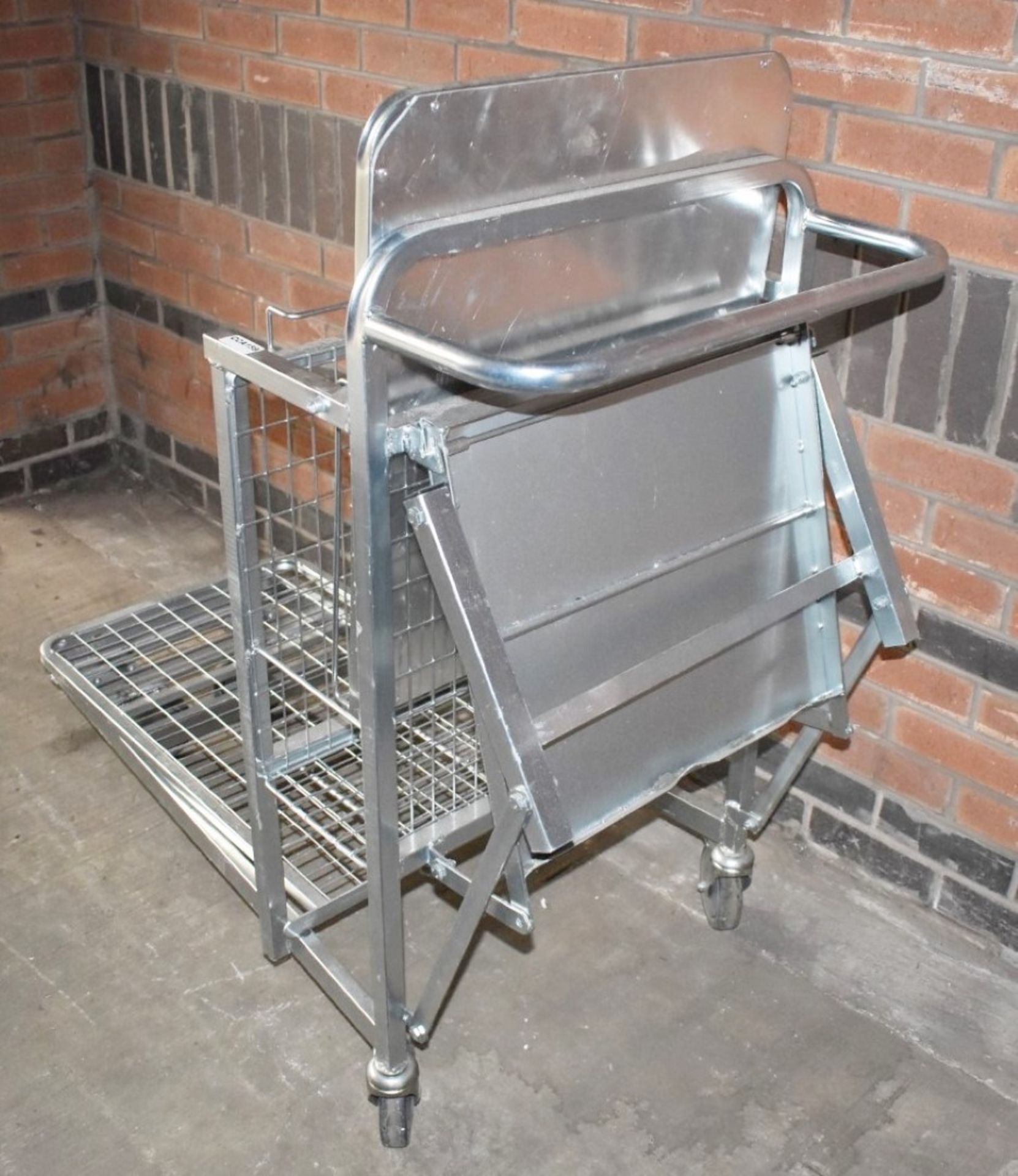 1 x Supermarket Retail Merchandising Trolley With Pull Out Step and Folding Shelf - Dimensions: - Image 2 of 12