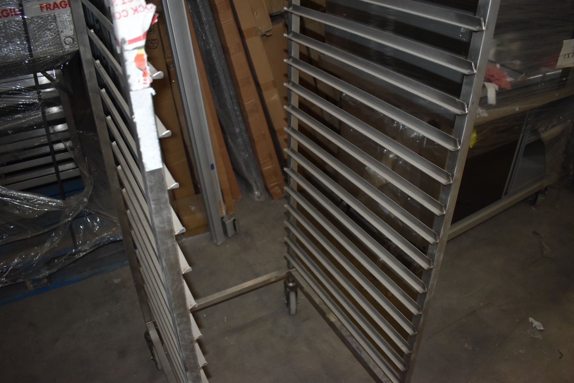 1 x Grundy Stainless Steel Upright 18 Tier Mobile Tray Stand - Unused - Ref JP136 WH2 - Location: - Image 5 of 7