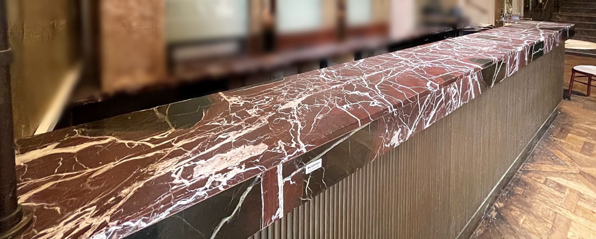 1 x Marble Topped 4.6 Metre Long Bar Front Counter With Stainless Steel Area - Ref: BLVD101 - - Image 2 of 12