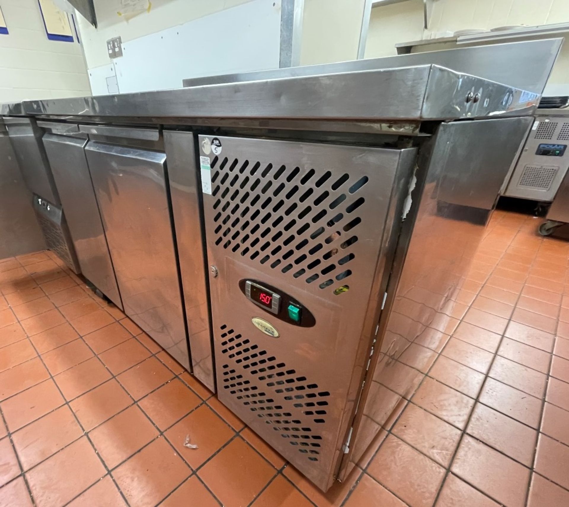 1 x Interlevin Two Door Commercial Refrigerated Prep Counter With Stainless Steel Exterior - Ref: - Image 5 of 5