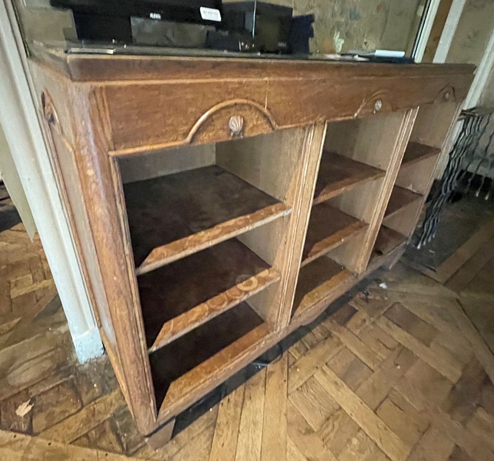 1 x Solid Wood Reception Desk With Storage Shelving - Ref: BLVD123 - CL649 - Location: London W8 * - Image 2 of 4