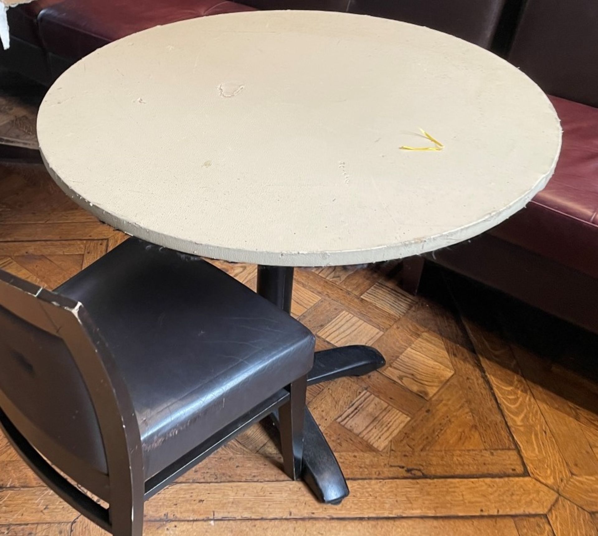 8 x Large Round Commercial Restaurant Tables Upholstered Leather - 2 x Sizes Supplied - Ref: BLVD107