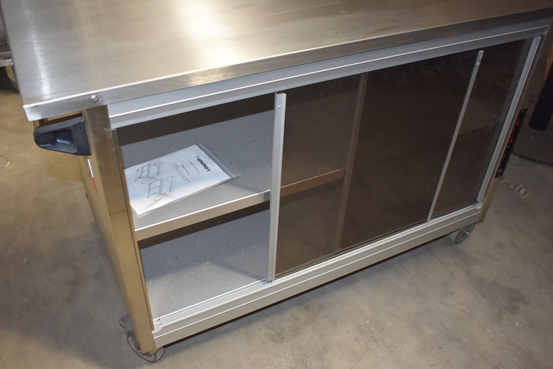 1 x Grundy Maid Mobile Food Warming Unit With Stainless Steel Top and Smoked Glass Doors - Ref JP142 - Image 11 of 16