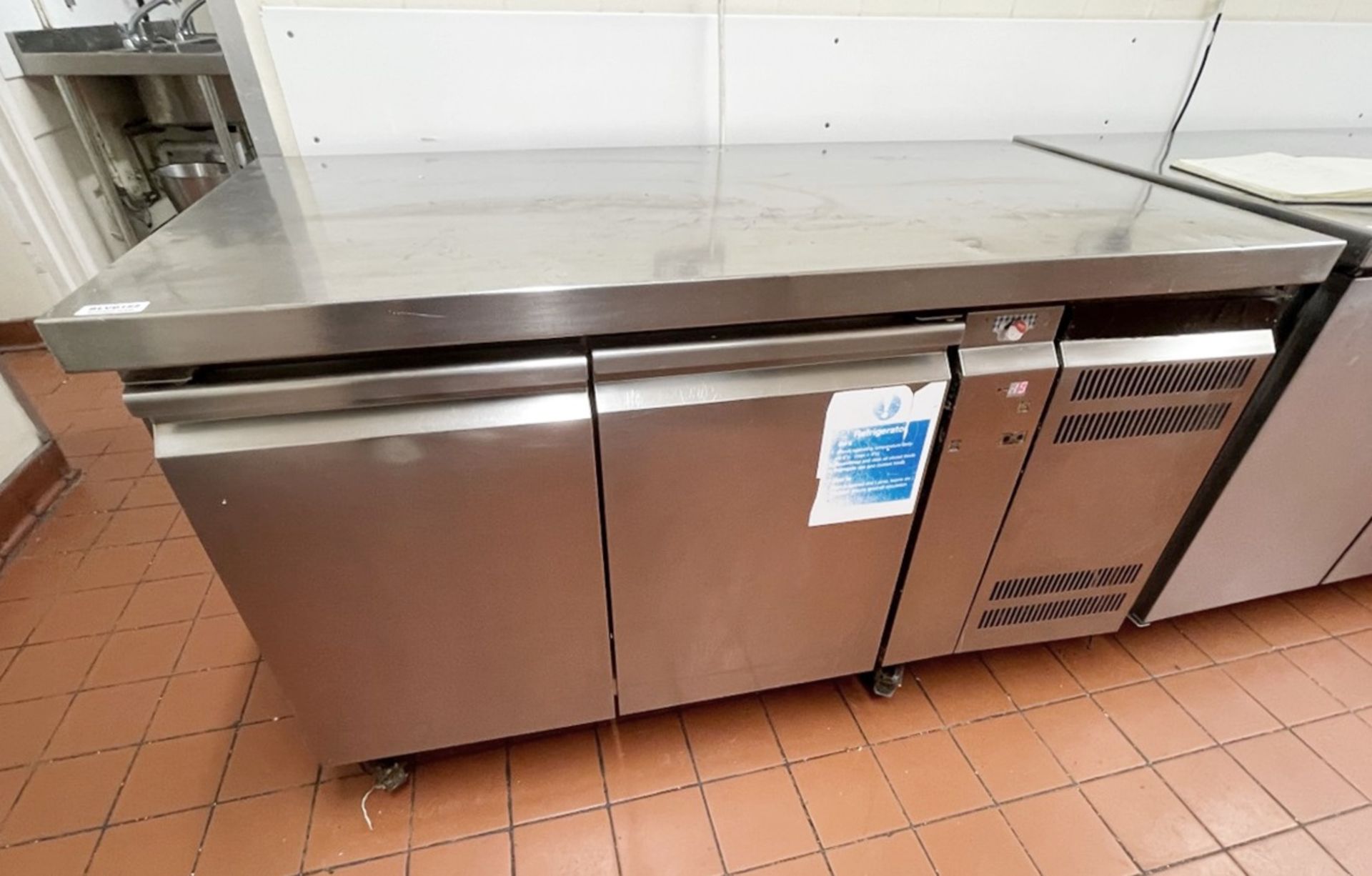 1 x Gram GASTRO KB1407A Stainless Steel Refrigerated Two Door Prep Counter - 240v Power -