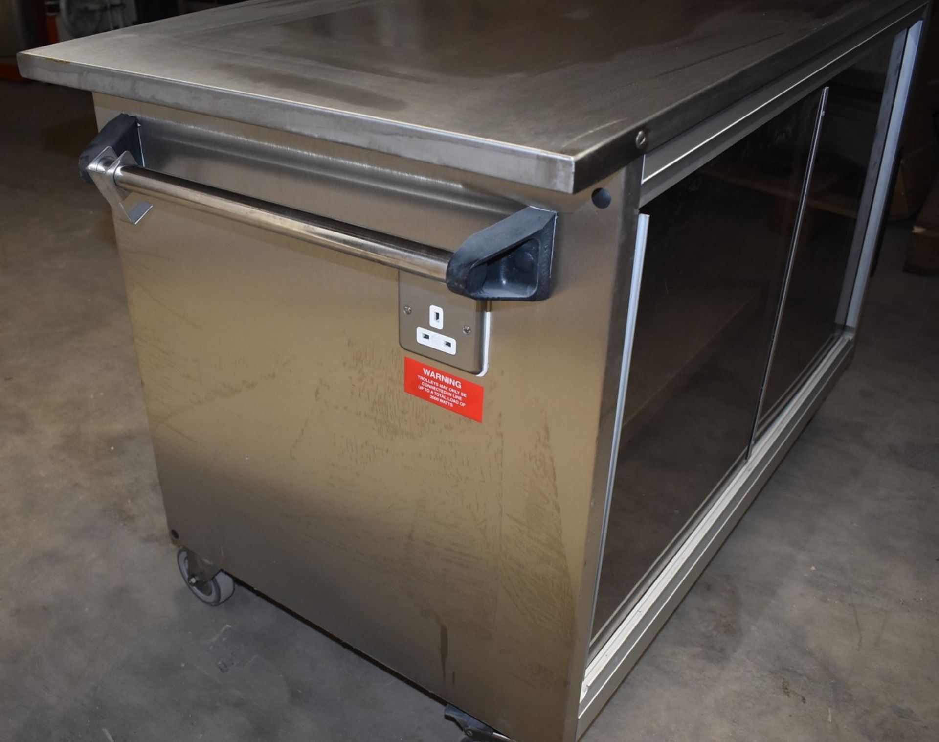 1 x Grundy Maid Mobile Food Warming Unit With Stainless Steel Top and Smoked Glass Doors - Ref JP142 - Image 9 of 16