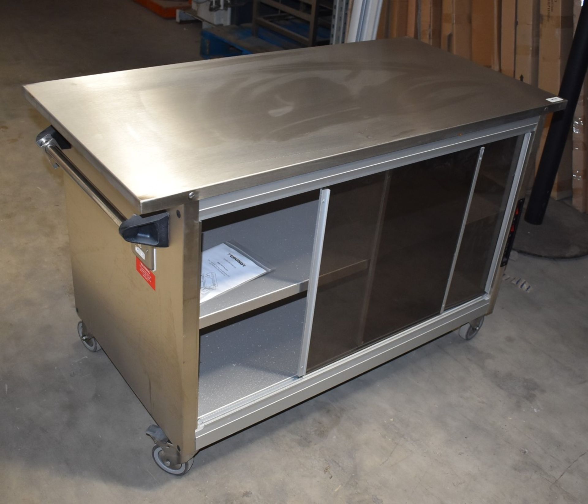 1 x Grundy Maid Mobile Food Warming Unit With Stainless Steel Top and Smoked Glass Doors - Ref JP142 - Image 12 of 16