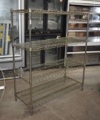 1 x Commercial Kitchen Wire Shelf Finished in Chrome - Dimensions: H144 x W120 x D50 cms - Ref: