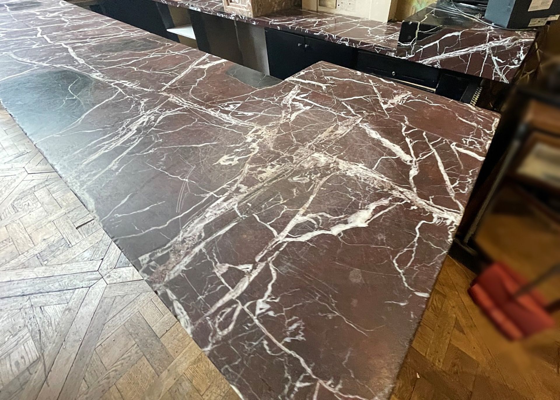 1 x Marble Topped 4.6 Metre Long Bar Front Counter With Stainless Steel Area - Ref: BLVD101 - - Image 8 of 12