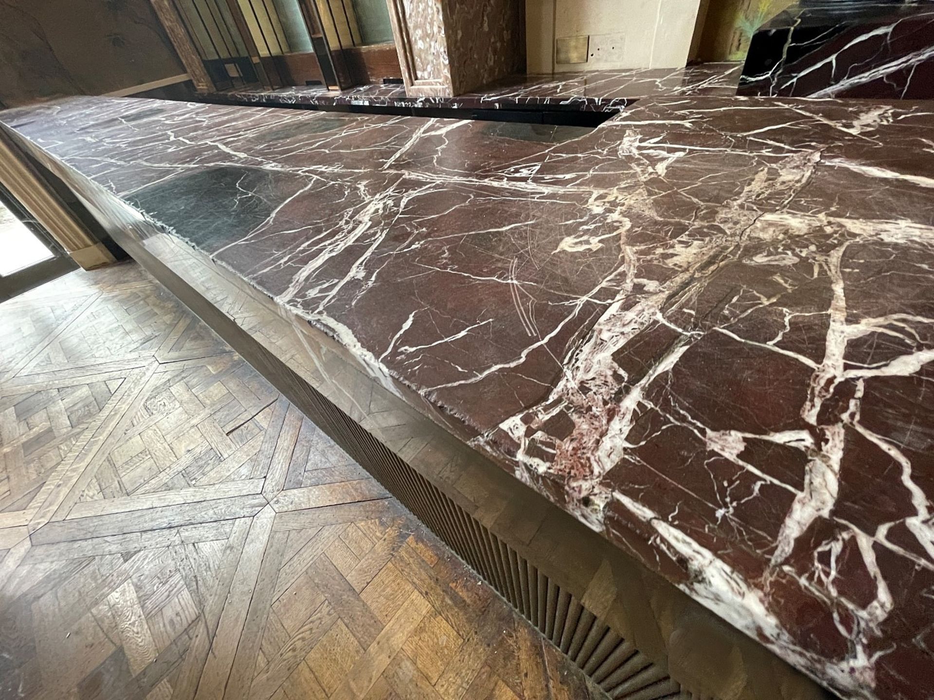 1 x Marble Topped 4.6 Metre Long Bar Front Counter With Stainless Steel Area - Ref: BLVD101 - - Image 4 of 12