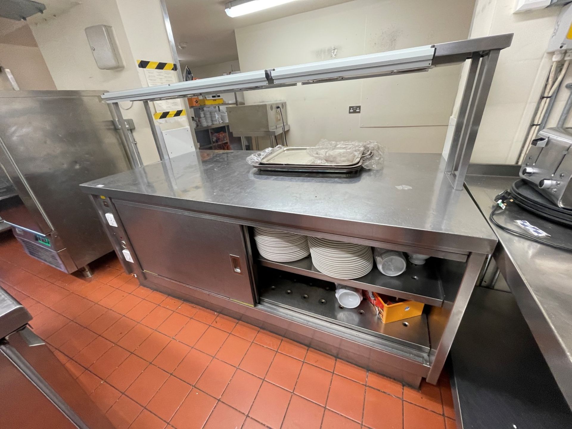 1 x Commercial Kitchen Plate Warming Cabinet With Large Preparation Area and Overhead Food Warming - Image 3 of 4