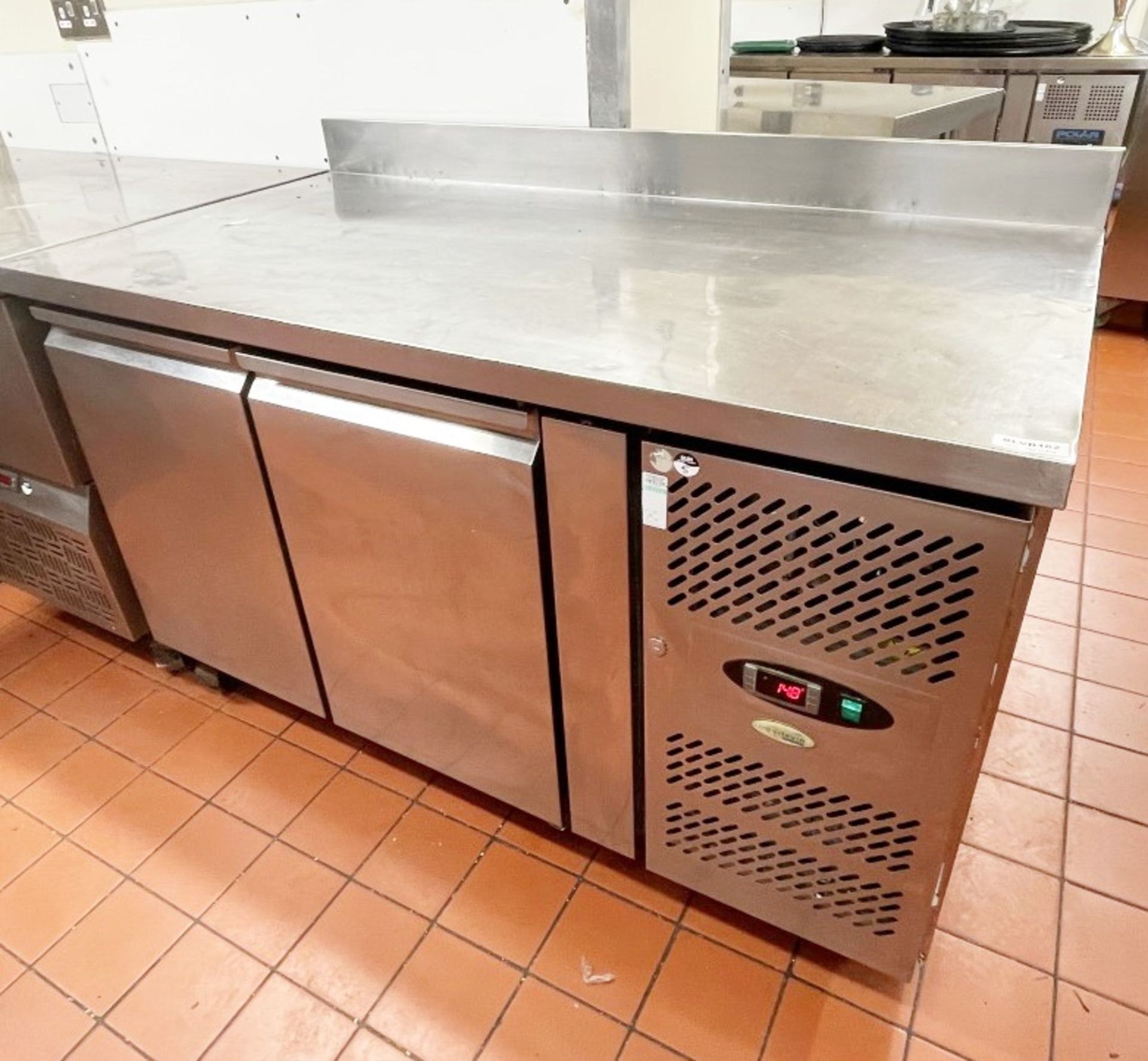 1 x Interlevin Two Door Commercial Refrigerated Prep Counter With Stainless Steel Exterior - Ref: