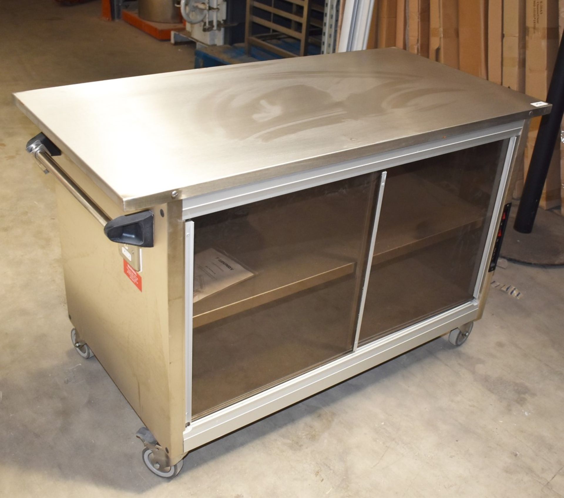 1 x Grundy Maid Mobile Food Warming Unit With Stainless Steel Top and Smoked Glass Doors - Ref JP142 - Image 15 of 16