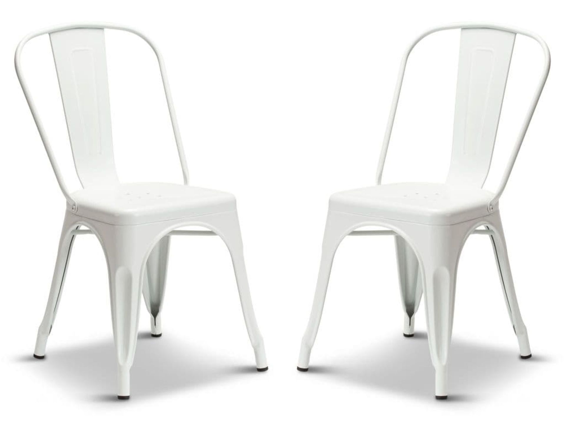 1 x Tolix Industrial Style Outdoor Bistro Table and Chair Set in White- Includes 1 x Table and 4 x - Image 8 of 14