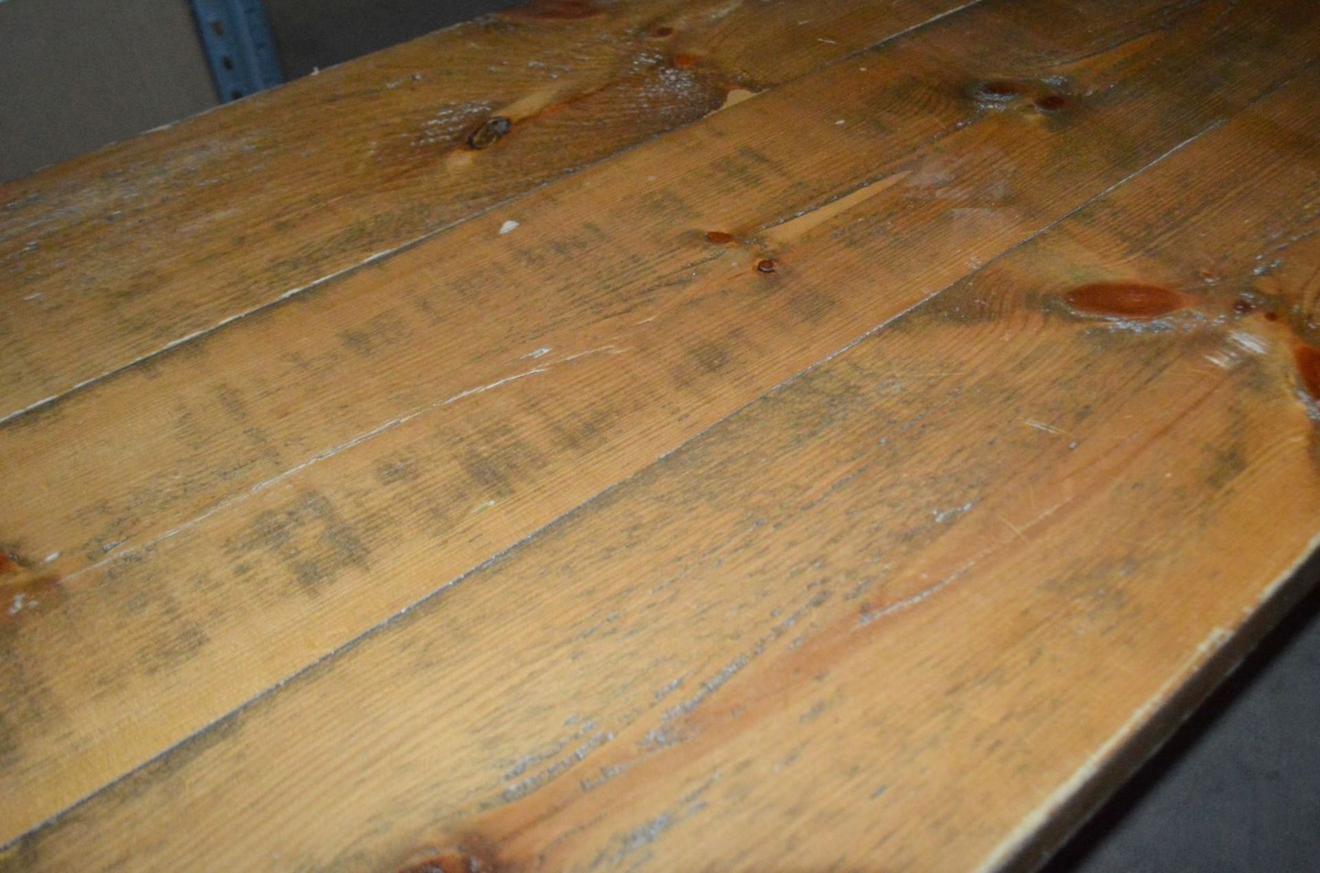 1 x Large Rustic  2.4 Metre Solid Wood Topped Banquet Table With 4 x Benches -  Pre-owned, From A - Image 9 of 11