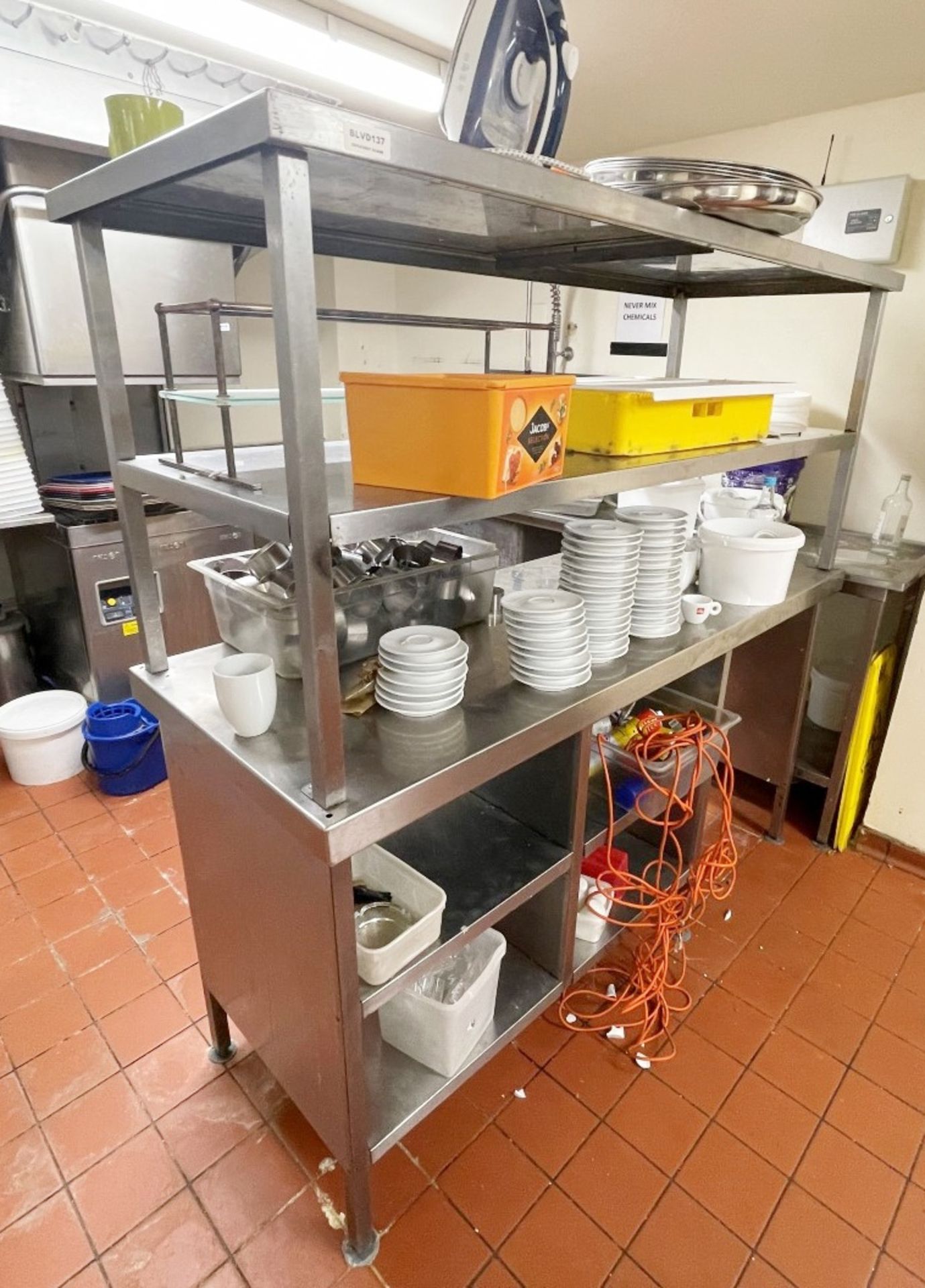1 x Stainless Steel Passthrough Prep Bench For Commercial Kitchens - Dimensions: H160 x W160 x D60