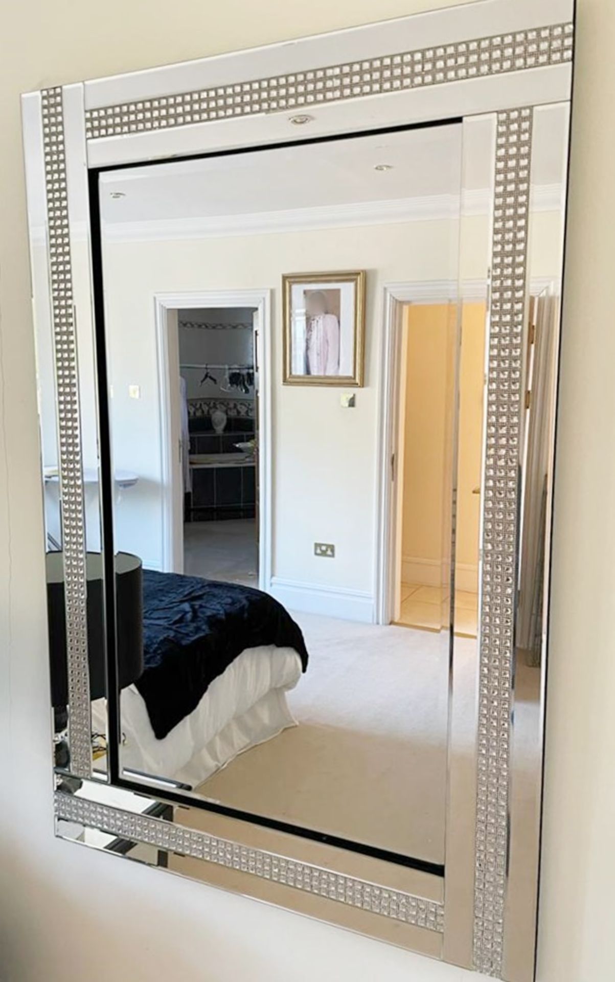 2 x Triple Glass Framed Wall Mirrors With Diamond Effect Border - Size: 80 x 120 cms - NO VAT ON THE - Image 4 of 4