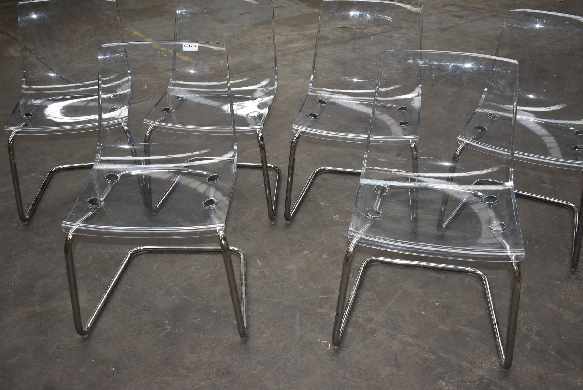 6 x Ikea Tobias Transparent Acrylic Dining Chairs With Chrome Bases - Ref: GTI294 WH4 - RRP £360 - - Image 8 of 10