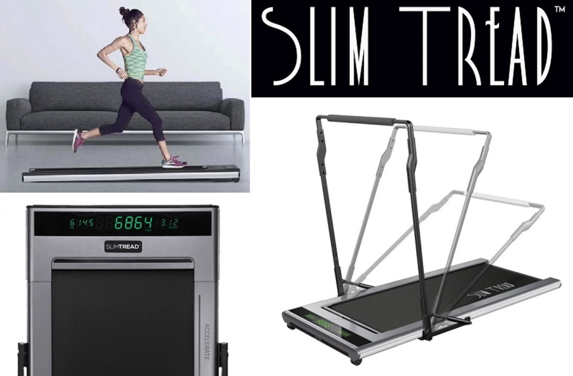 10 x Slim Tread Ultra Thin Smart Treadmill Running / Walking Machines - Lightweight With Folding