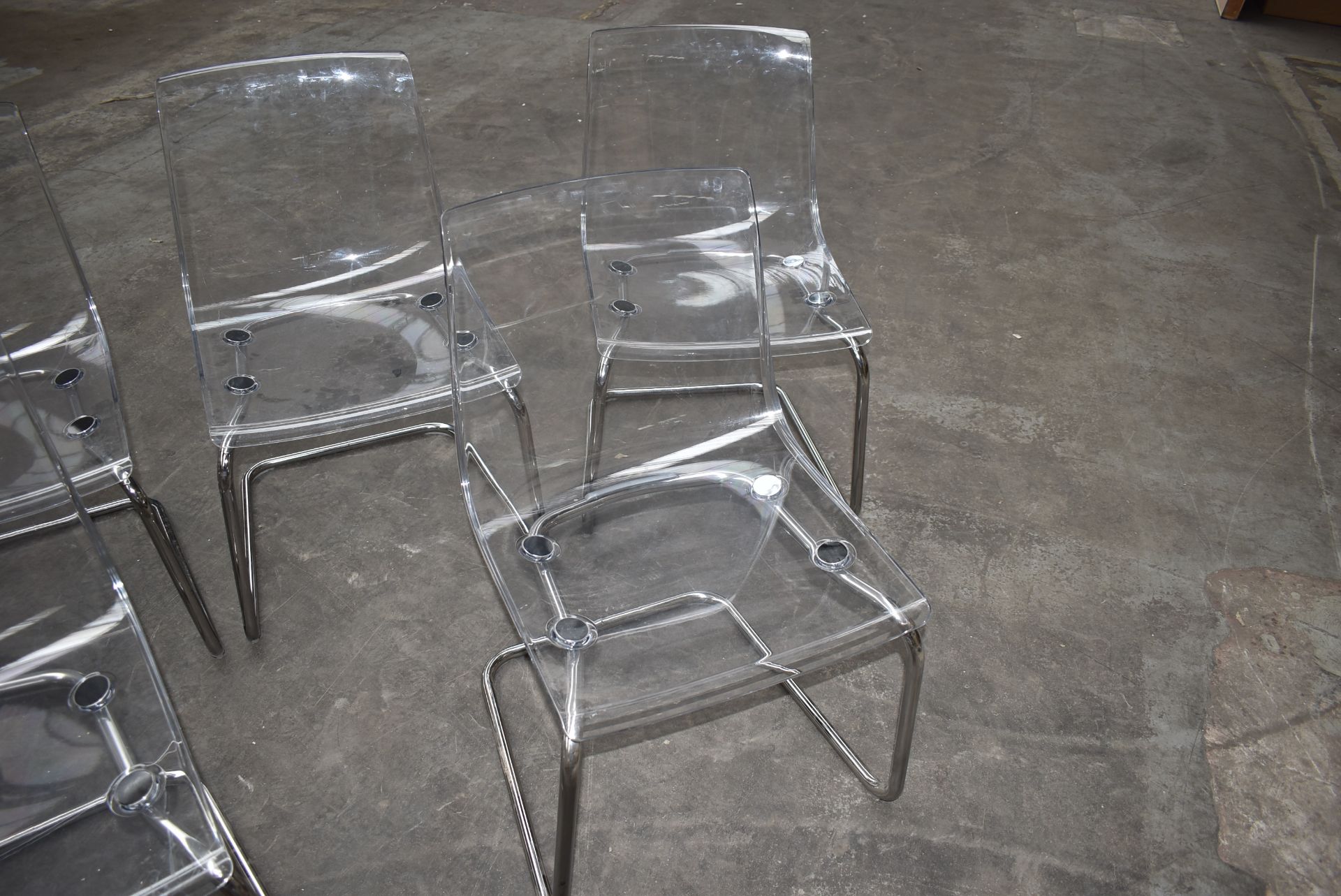 6 x Ikea Tobias Transparent Acrylic Dining Chairs With Chrome Bases - Ref: GTI294 WH4 - RRP £360 - - Image 7 of 10