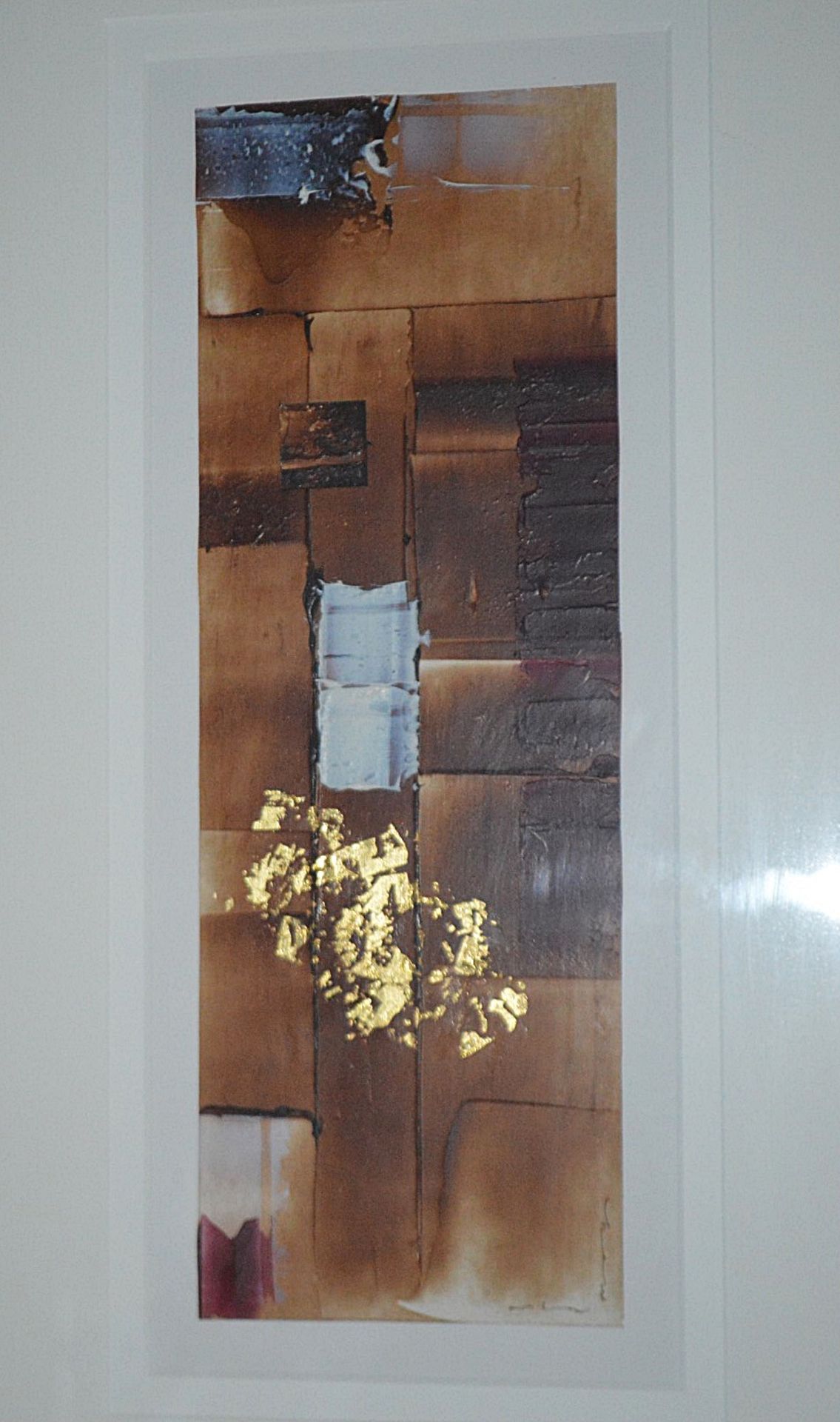 1 x Framed Original Mixed Media Oblong-Shaped Artwork By Orla May In Brown & Gold - Image 2 of 6