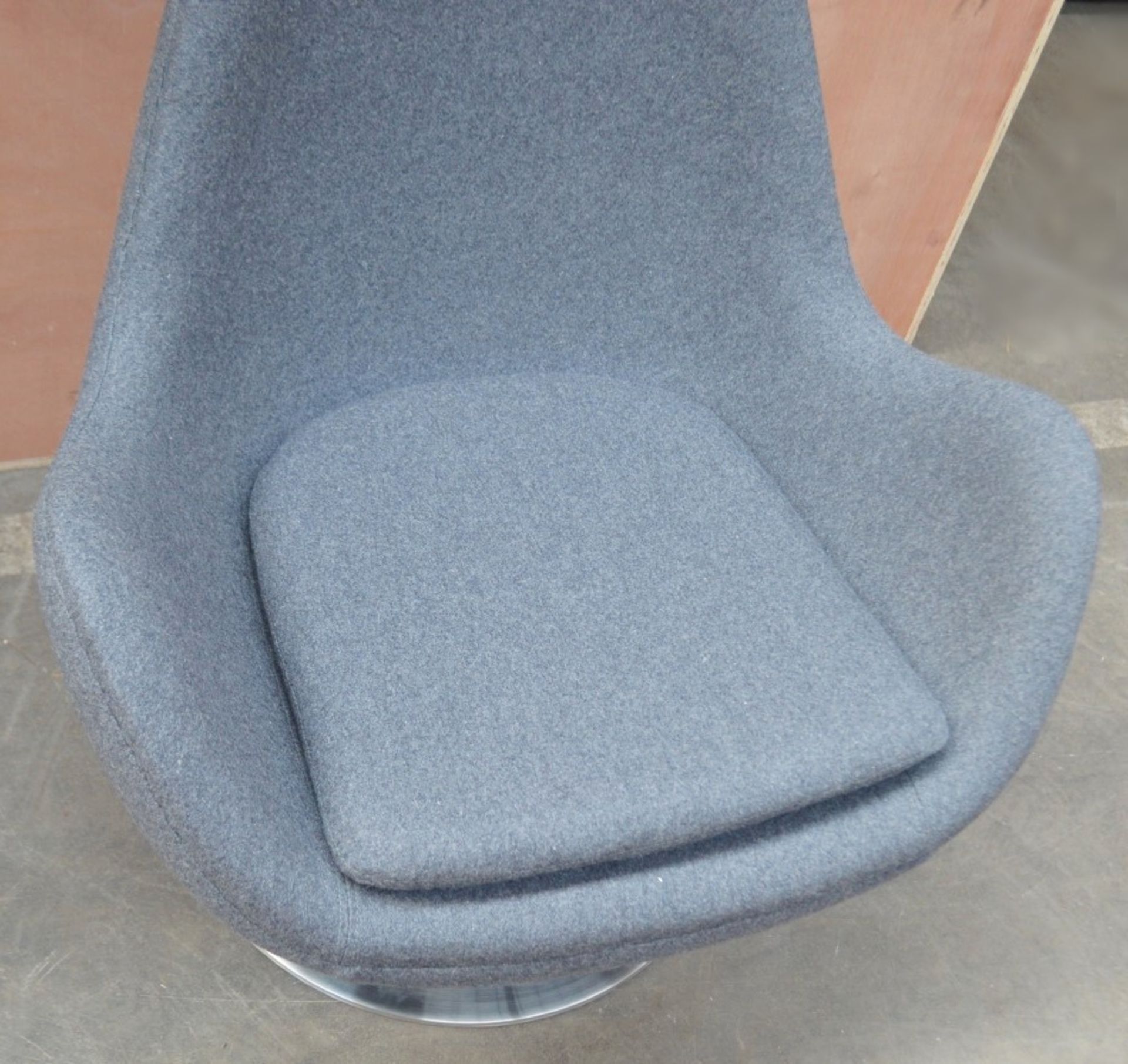 1 x Arne Jacobsen-Inspired Egg Lounge Chair - Upholstered In Grey Cashmere With Steel Base - Image 10 of 13