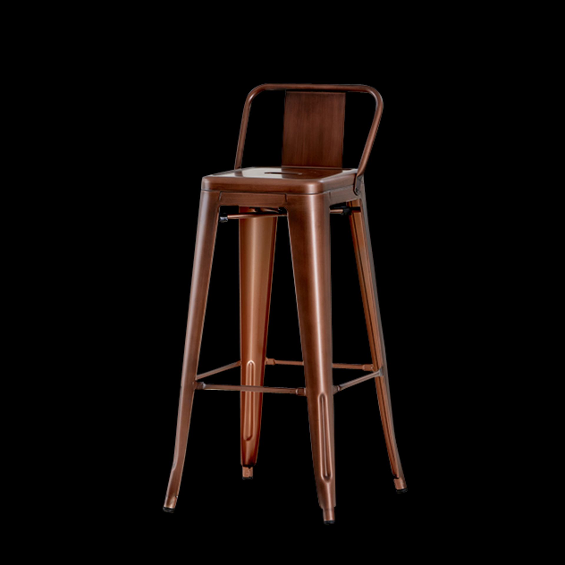 4 x Industrial Tolix Style Stackable Bar Stools With Backrests - Finish: COPPER - Ideal For Bistros, - Image 3 of 6