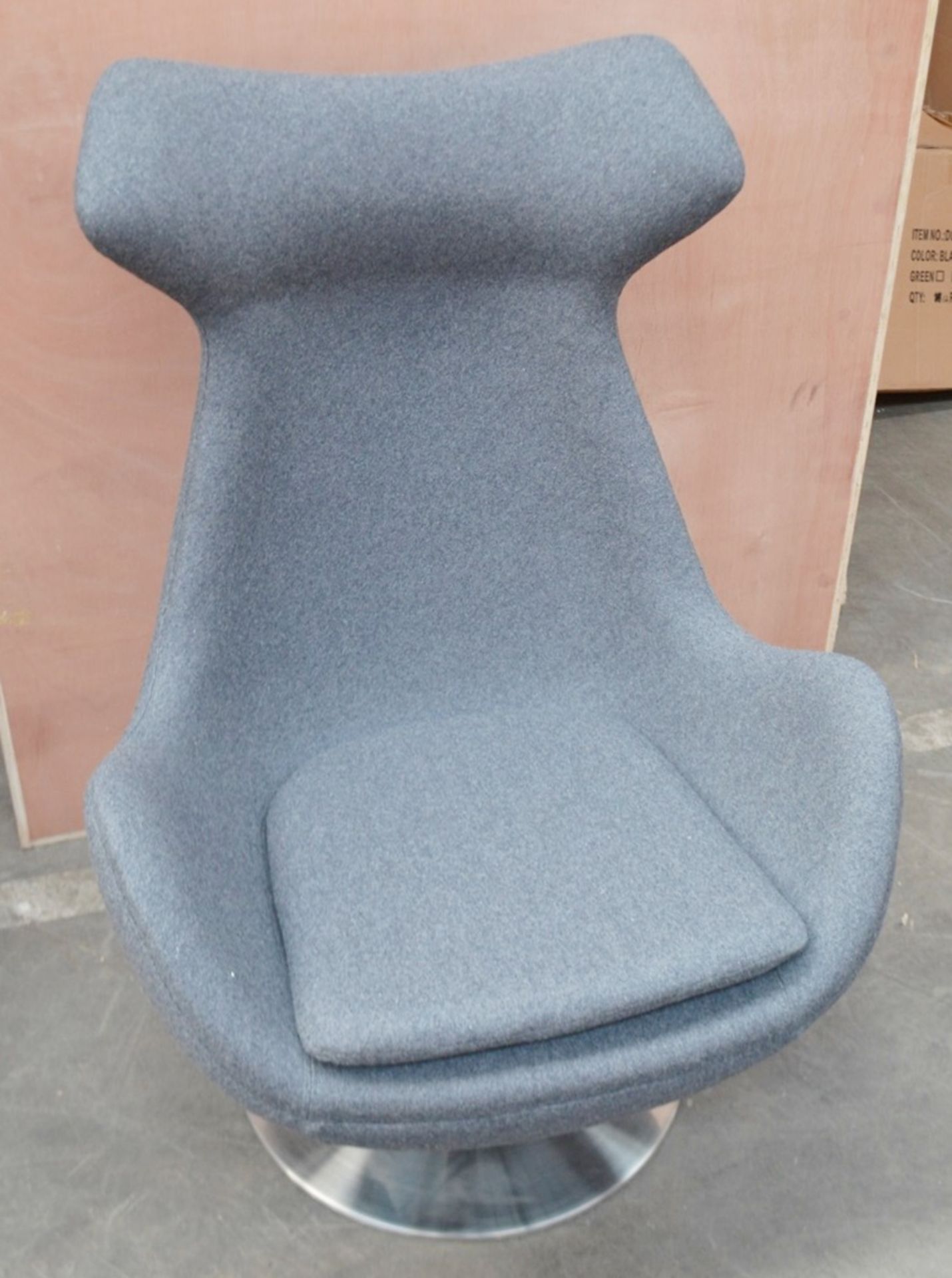 1 x Arne Jacobsen-Inspired Egg Lounge Chair - Upholstered In Grey Cashmere With Steel Base - Image 13 of 13
