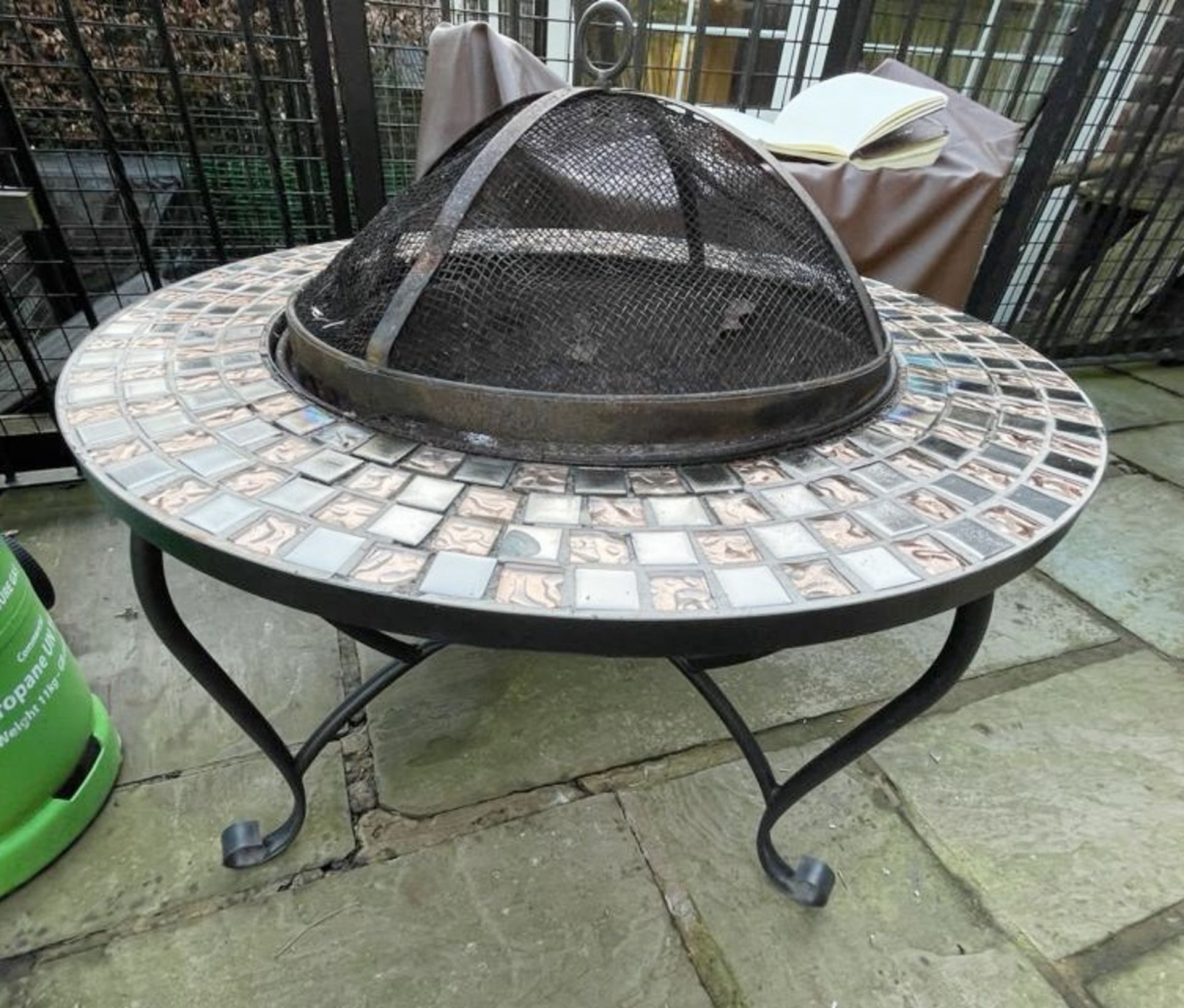 1 x Fire Pit With Tiled Surround - Preowned, From An Exclusive Property - Dimensions: Height H49cm /