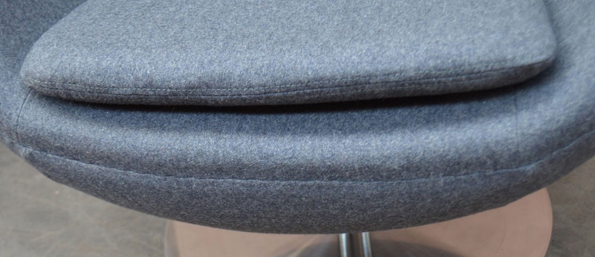 1 x Arne Jacobsen-Inspired Egg Lounge Chair - Upholstered In Grey Cashmere With Steel Base - Image 3 of 13