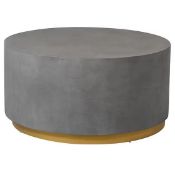 1 x Round Coffee Table With Concrete Effect Finish and Gold Base - RRP £455 - NO VAT ON THE HAMMER!