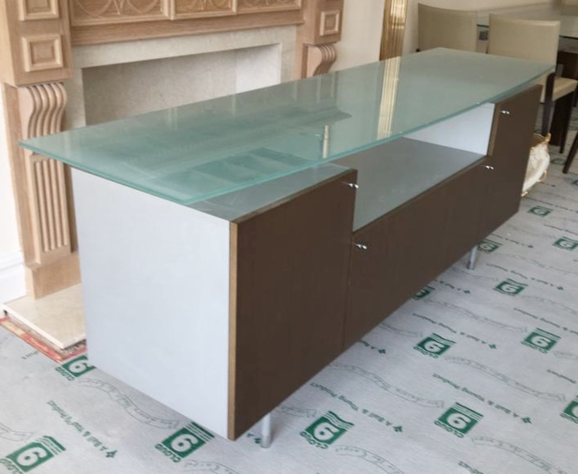 1 x Long Frosted Glass Topped Sideboard - Dimensions: H82 x W200 x D56cm - From An Exclusive - Image 2 of 3