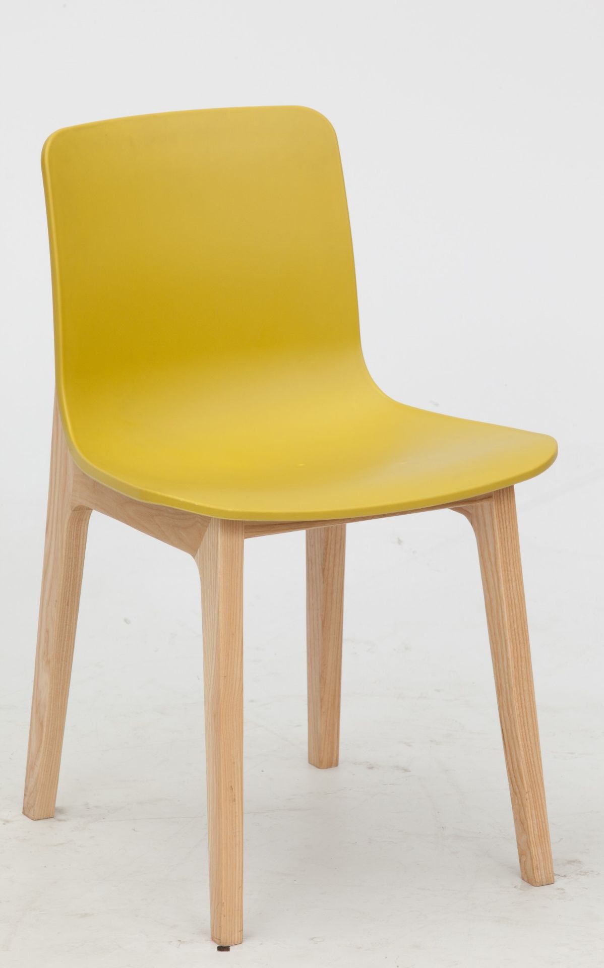 Set of 4 x Swift DC-782W Dining Chairs With Chartreuse Yellow ABS Seats and Dark Wood Bases - Image 2 of 3