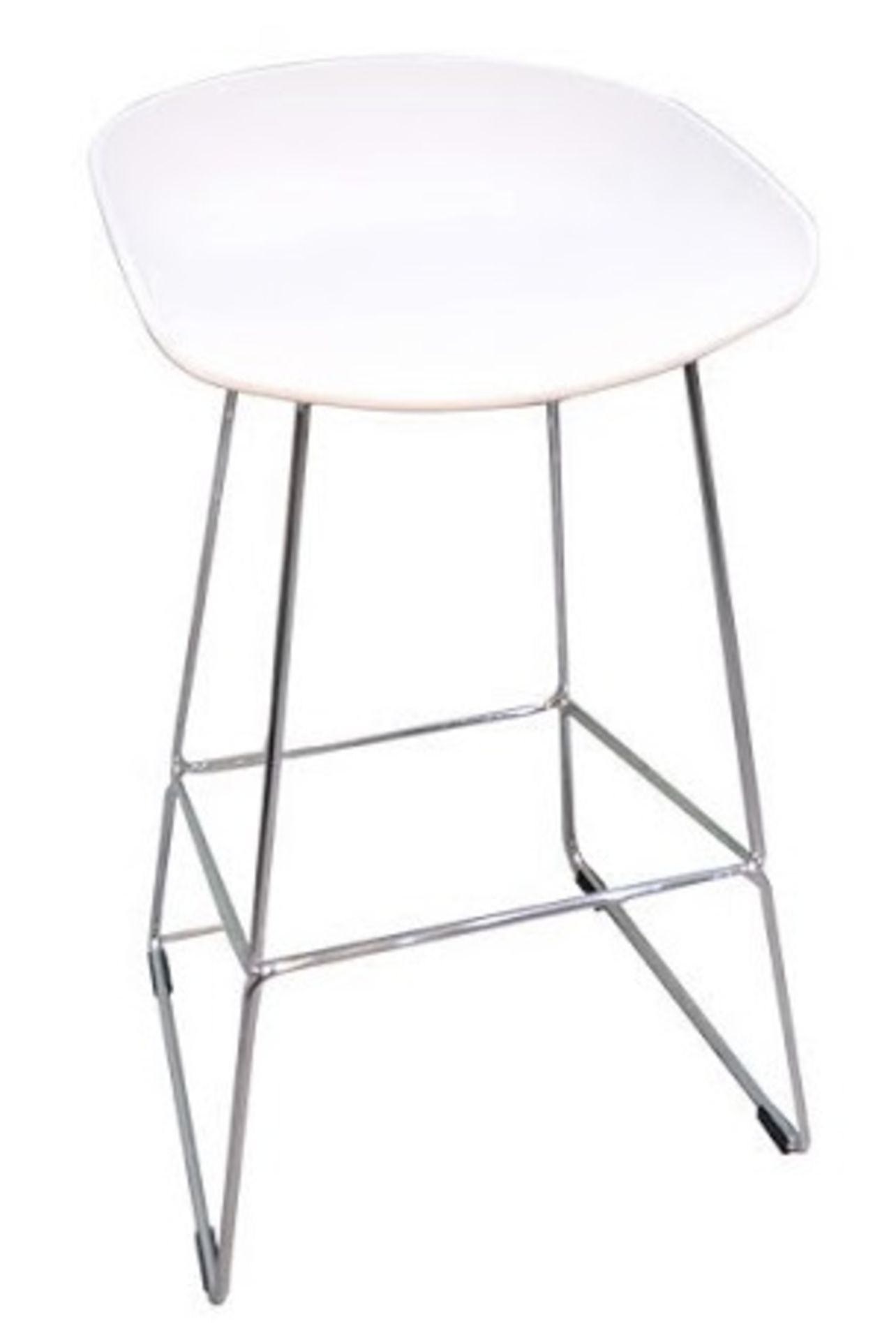 4 x OSLO Contemporary Bar Stools With White Moulded Seat And Metal Base - Brand New / Unboxed - - Image 4 of 5