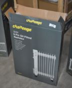 1 x Challenge 2kW 9 Fin Oil Filled Radiator With Three Heat Settings - Ref JP515 WH2 - NO VAT ON THE