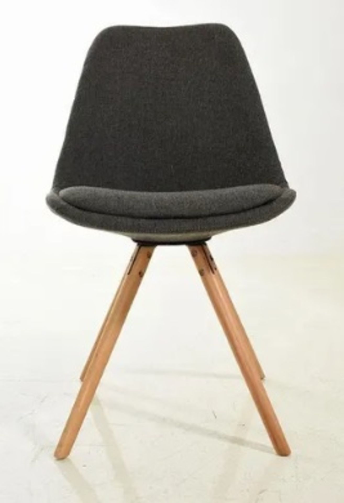Set of 4 x 'TURNER' Contemporary Scandinavian-style Upholstered Dining Chairs in Grey - Mid - Image 3 of 3