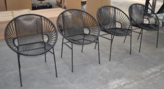 4 x Innit Designer Chairs - Acapulco Style Chairs in Black Suitable For Indoor or Outdoor Use -