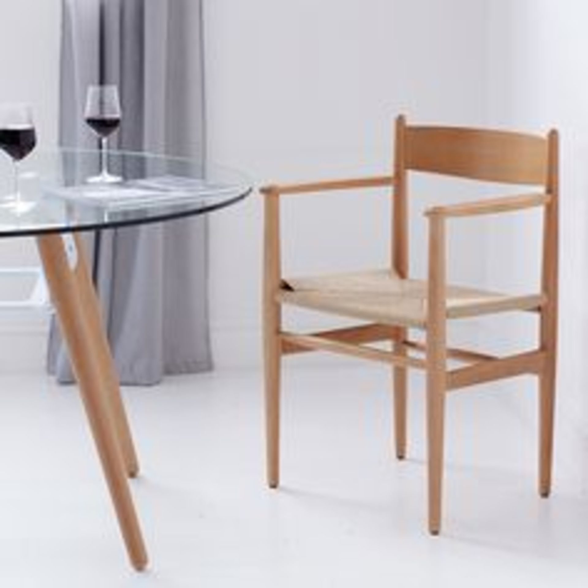 6 x NIELSEN Hans-J Wegner Inspired Shaker-style Dining Chairs With A Woven Rattan Seat In A Light - Image 2 of 2