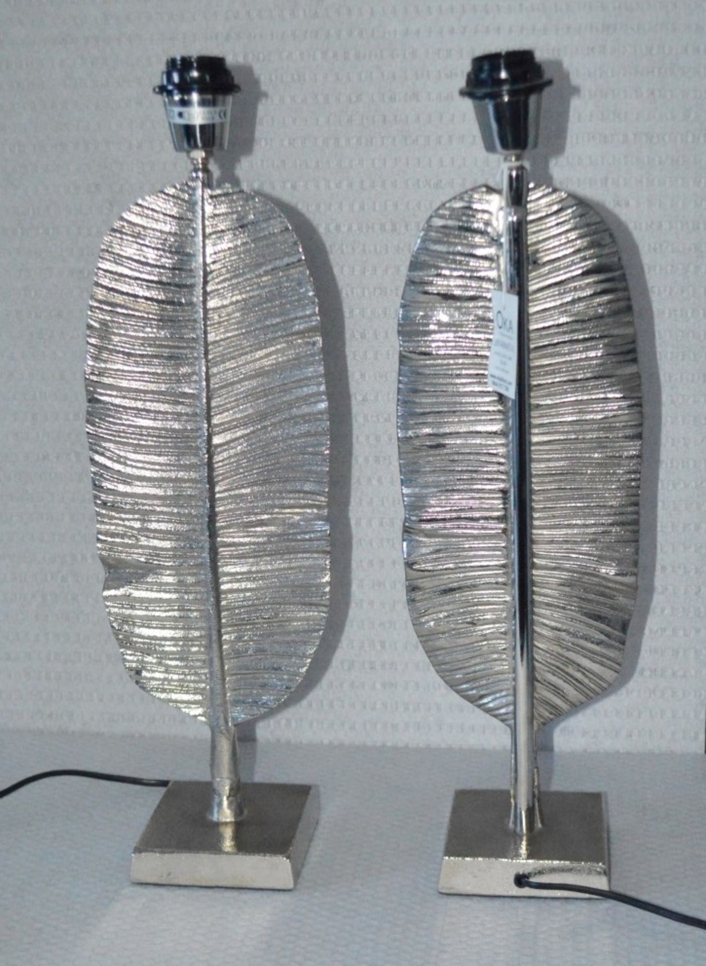 A Pair Of “Feather” Metal Bedside Lamps In A Silver Finish - From An Exclusive Property In Hale - Image 3 of 5