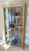 1 x Grand Showcase Upright Display Cabinet With Hand Carved Detail Finished in Gold - Features