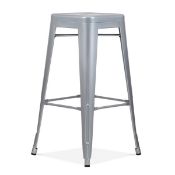 4 x Industrial Tolix Style 66cm Stackable Bar Stools - Finish: SILVER- Ideal For Bistros, Pub