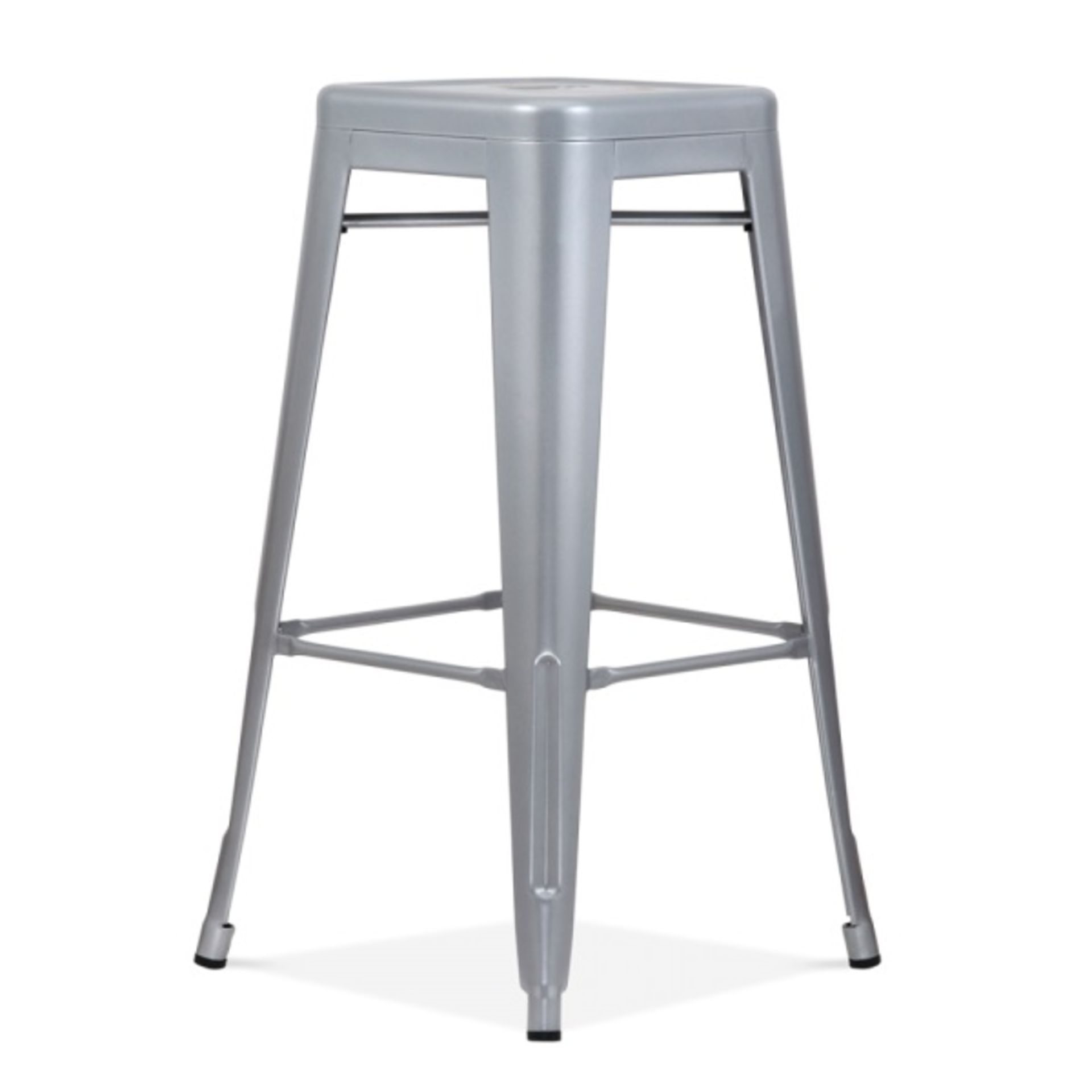 4 x Industrial Tolix Style 66cm Stackable Bar Stools - Finish: SILVER- Ideal For Bistros, Pub