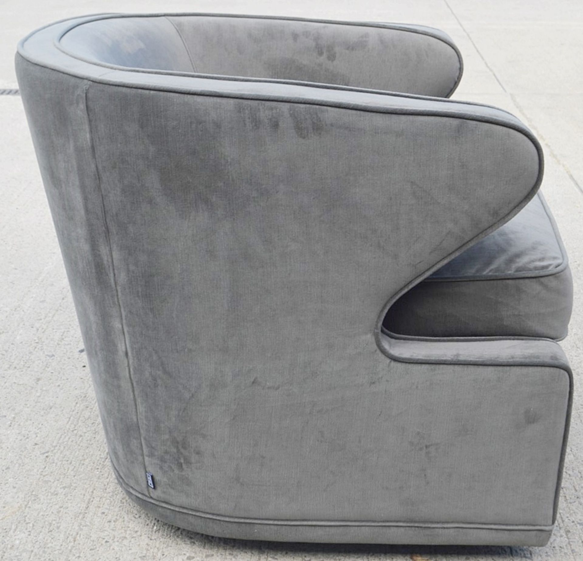 1 x EICHHOLTZ 'Dorset' Velvet Upholstered Chair In Granite Grey With Swivel Base - RRP £1,189 - Image 6 of 13