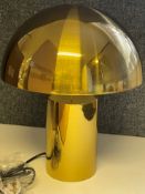 1 x Chelsom Polished Brass Substantial Table Lamp in a Modern 'Mushroom' Shape 35cm Diameter x Hei